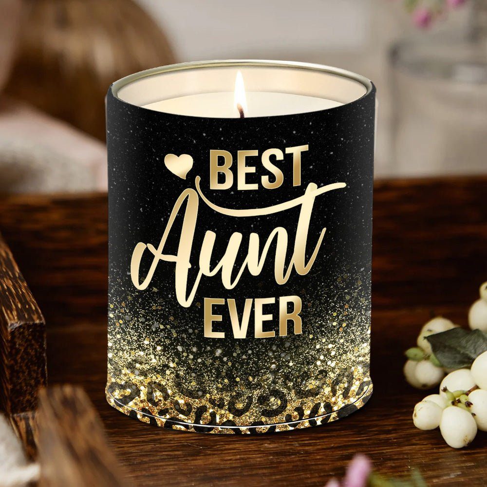 Best Aunt Ever Leopard Candle Lavender Vanilla 10oz Tin Candle - Image 5