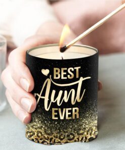 Best Aunt Ever Leopard Candle Lavender Vanilla 10oz Tin Candle