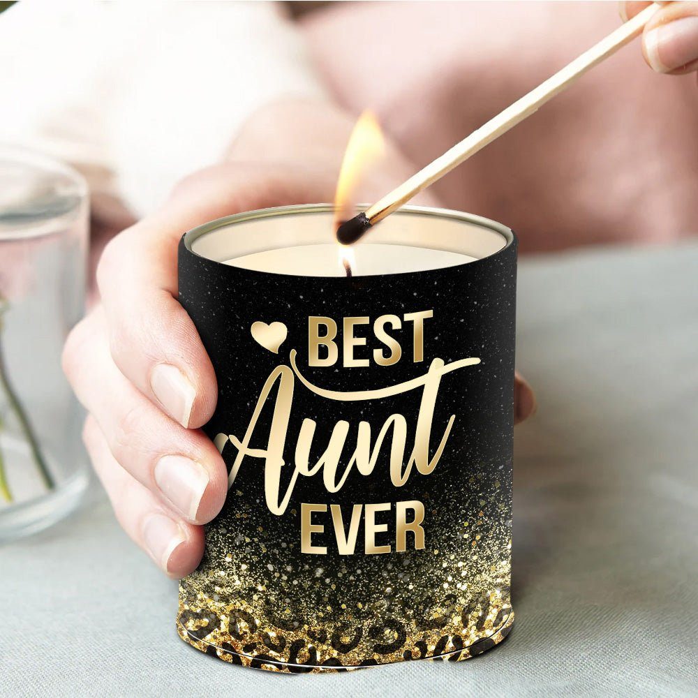 Best Aunt Ever Leopard Candle Lavender Vanilla 10oz Tin Candle
