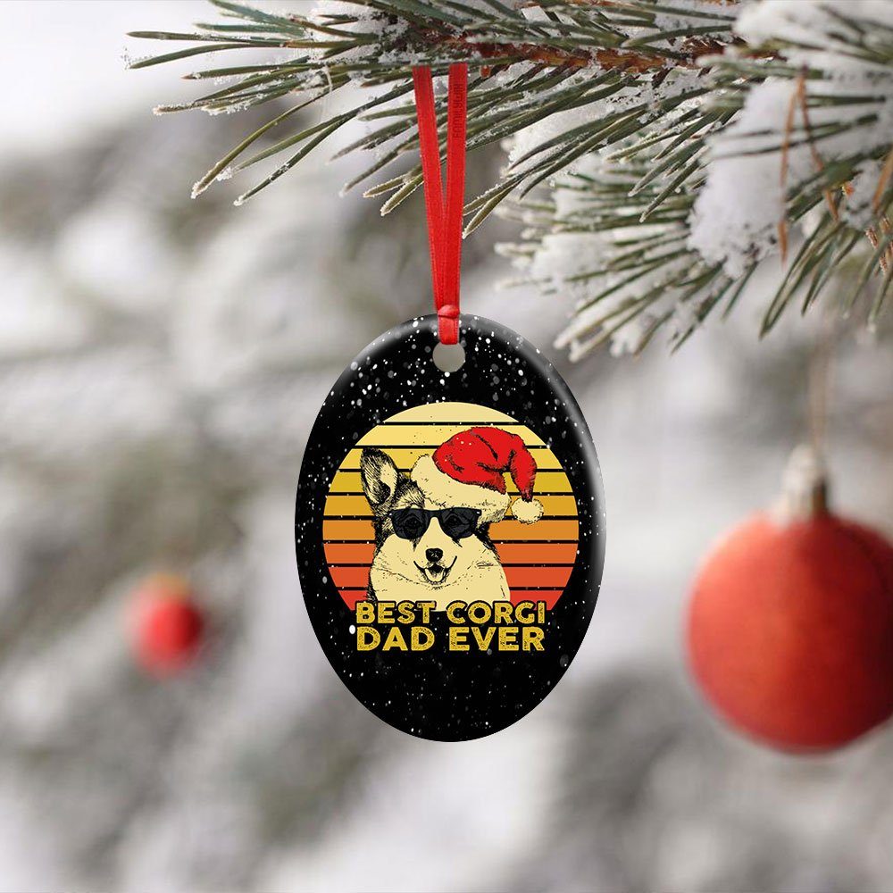 Best Corgi Dad Ever. Dog Lover Ceramic Ornament - Image 4