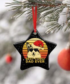 best corgi dad ever. dog lover ceramic ornament 5991