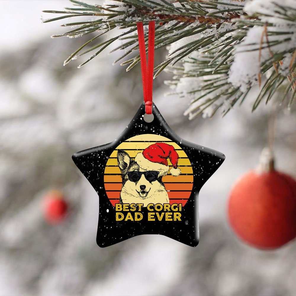 Best Corgi Dad Ever. Dog Lover Ceramic Ornament - Image 2