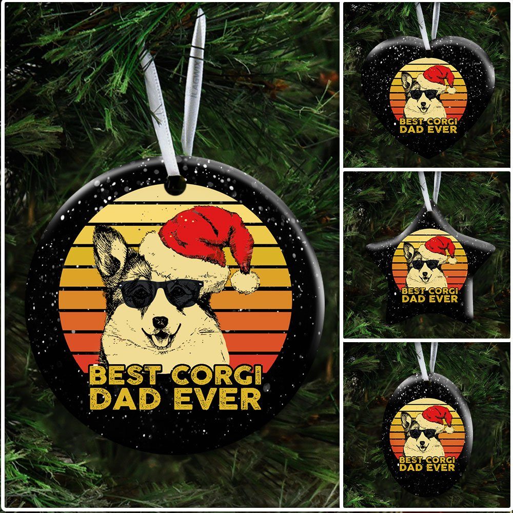 Best Corgi Dad Ever. Dog Lover Ceramic Ornament - Image 7