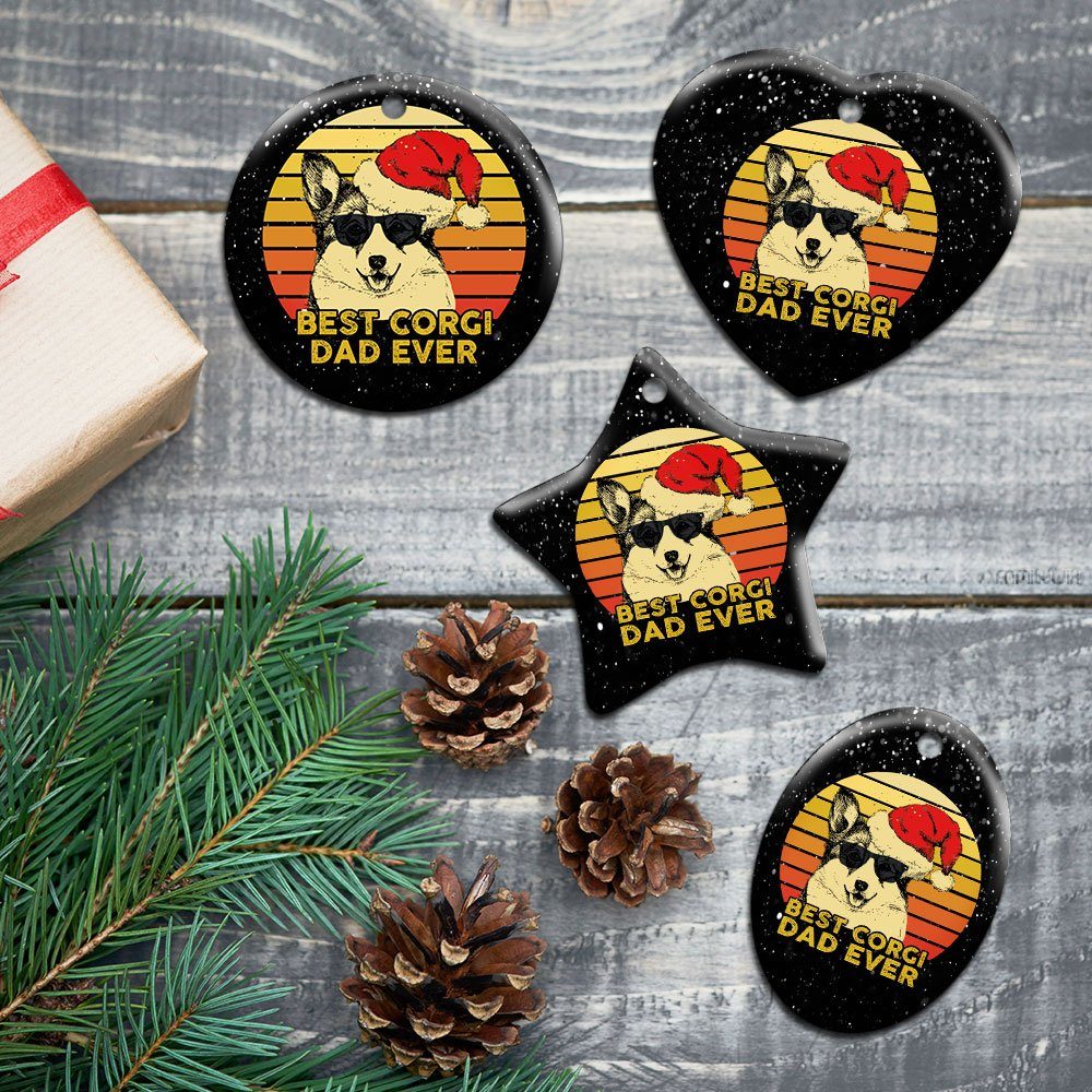Best Corgi Dad Ever. Dog Lover Ceramic Ornament - Image 6