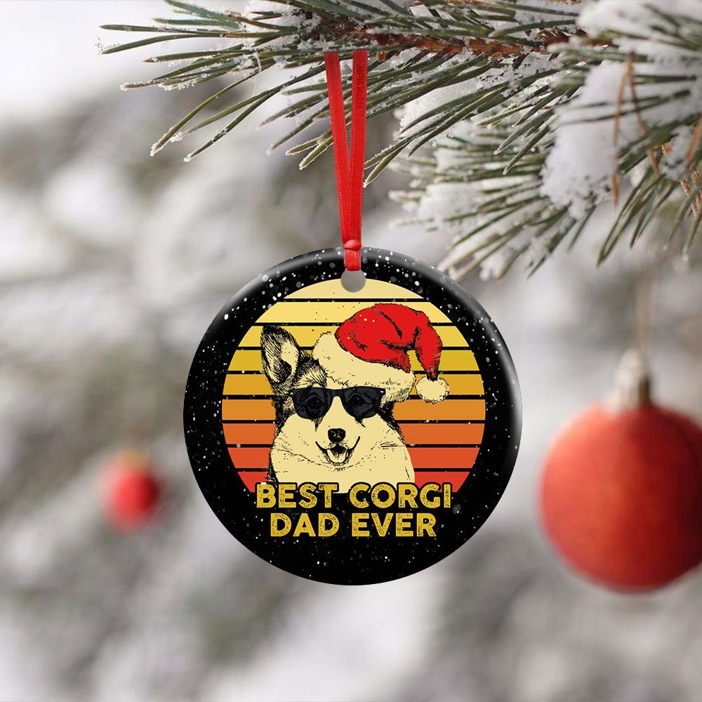 Best Corgi Dad Ever. Dog Lover Ceramic Ornament - Image 5