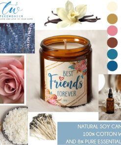 best friend birthday gifts for women bff gift boxed lavender, vanilla, rose candle set (7oz x3) 2548