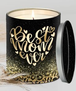 Best Mom Ever Leopard Candle Lemongrass 10oz Tin Candle
