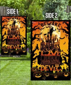 beware a witch and her little monsters live here flag 1203