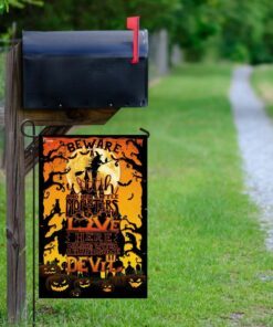 beware a witch and her little monsters live here flag 8728