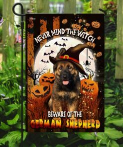 beware of the german shepherd halloween flag 1707