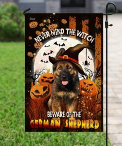 beware of the german shepherd halloween flag 2618