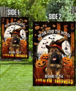 beware of the german shepherd halloween flag 7649