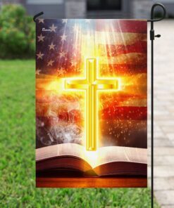 bible with bright cross flag 2498