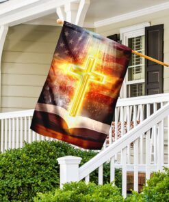 bible with bright cross flag 6956