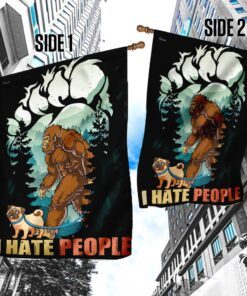 bigfoot and pug hate people flag ntb89fv1 2974