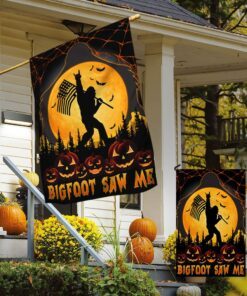 bigfoot halloween flag pumpkin bigfoot saw me tqn499f 1223
