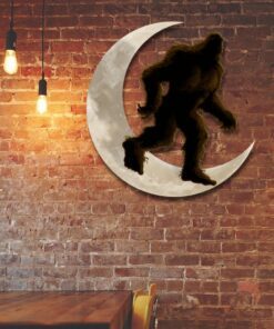 bigfoot sasquatch and moon hanging metal sign qnk1005msv7 1508