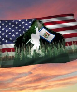 Bigfoot Sasquatch West Virginia American Flag TPT110GFv4