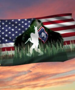 Bigfoot Sasquatch Wyoming American Flag TPT110GFv2