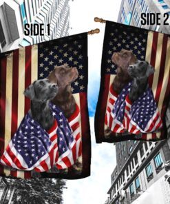 black and chocolate labrador retriever american patriot flag 4621