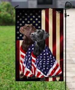black and chocolate labrador retriever american patriot flag 7692