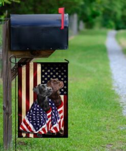black and chocolate labrador retriever american patriot flag 8571