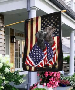 black and silver labrador retriever american patriot flag 3969