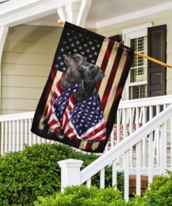 black and silver labrador retriever american patriot flag 4352