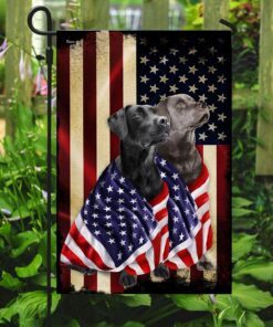 black and silver labrador retriever american patriot flag 4487