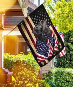 black and silver labrador retriever american patriot flag 7357