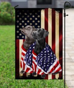 black and silver labrador retriever american patriot flag 8788