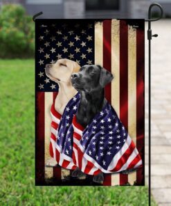 black and yellow labrador retriever american patriot flag 8733