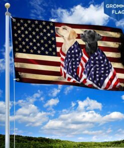 Black And Yellow Labrador Retriever American Patriot Grommet Flag ANL40GFv34