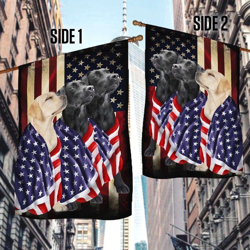 Black And Yellow Labrador Retriever Dogs American Patriot Flag BNN136F - Image 3