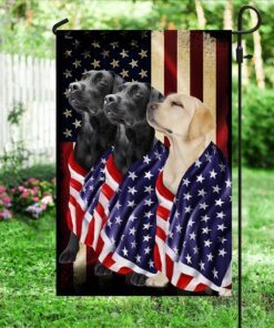 black and yellow labrador retriever dogs american patriot flag bnn136f 3933