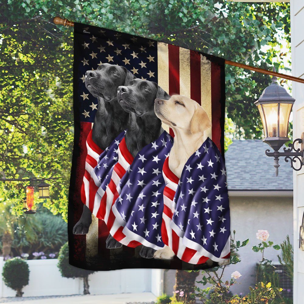 Black And Yellow Labrador Retriever Dogs American Patriot Flag BNN136F - Image 2