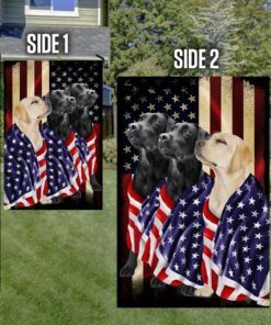 black and yellow labrador retriever dogs american patriot flag bnn136f 8281