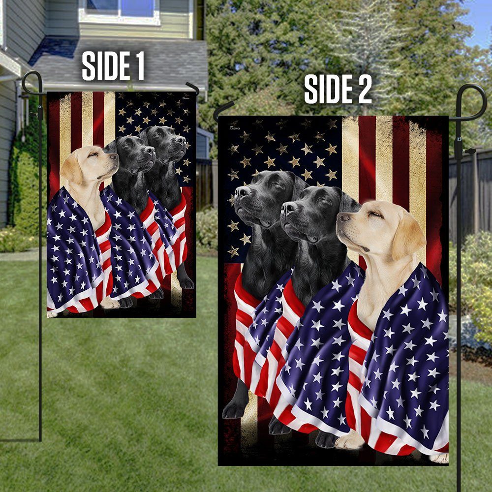 Black And Yellow Labrador Retriever Dogs American Patriot Flag BNN136F - Image 6