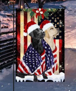 black and yellow labrador retrievers flag merry christmas bnl285fv18 2489