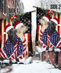 black and yellow labrador retrievers flag merry christmas bnl285fv18 2968