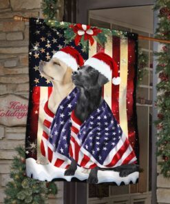 Black And Yellow Labrador Retrievers Flag Merry Christmas BNL285Fv18