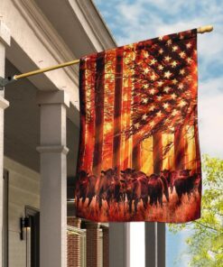 Black Angus Forest Sunset Flag