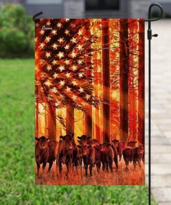 black angus forest sunset flag 7593