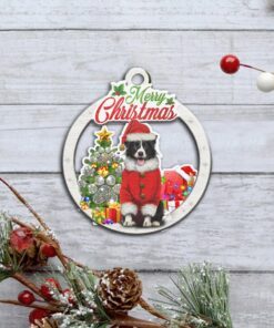 black border collie dog custom shaped ornament ntb286ov1 2373