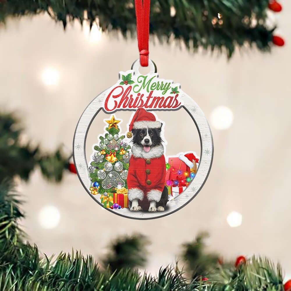 Black Border Collie Dog Custom - Shaped Ornament NTB286Ov1