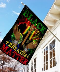 black breaths matter christian cross flag 4481