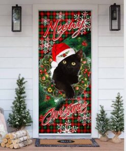 Black Cat. Meowy Christmas Door Cover