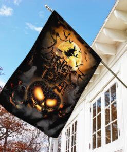black cat. trick or treat. halloween pumpkin flag 2210