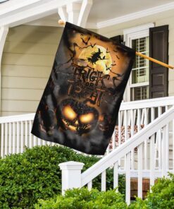 Black Cat. Trick Or Treat. Halloween Pumpkin Flag