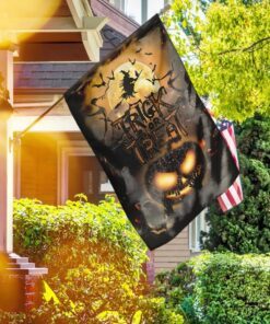 black cat. trick or treat. halloween pumpkin flag 3970